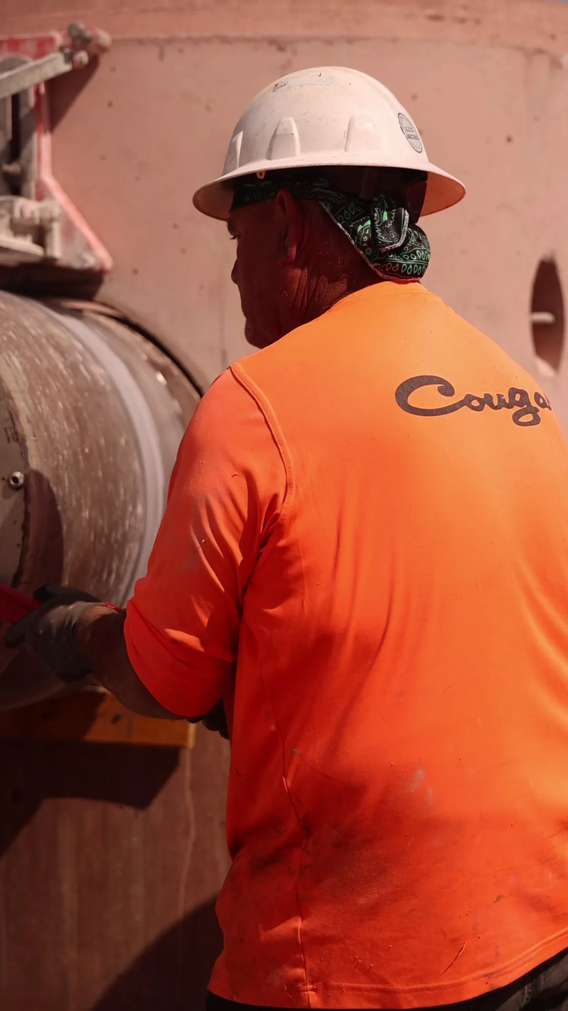 Cougar Companies crew member setting up a core drill